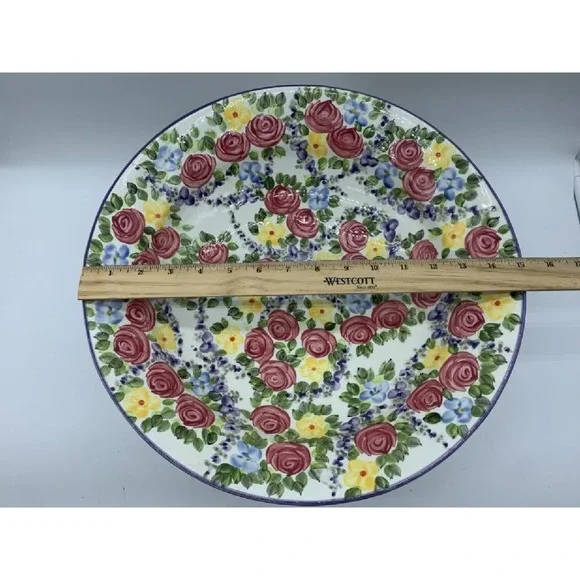 Don Swanson TableTops Unlimited Hand Painted Chintz Pedestal Fruit Bowl Vintsge - Picture 6 of 9